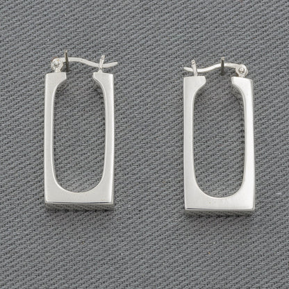 Sterling Silver Rectangle Hoop Earrings - Silvertree Jewelry #