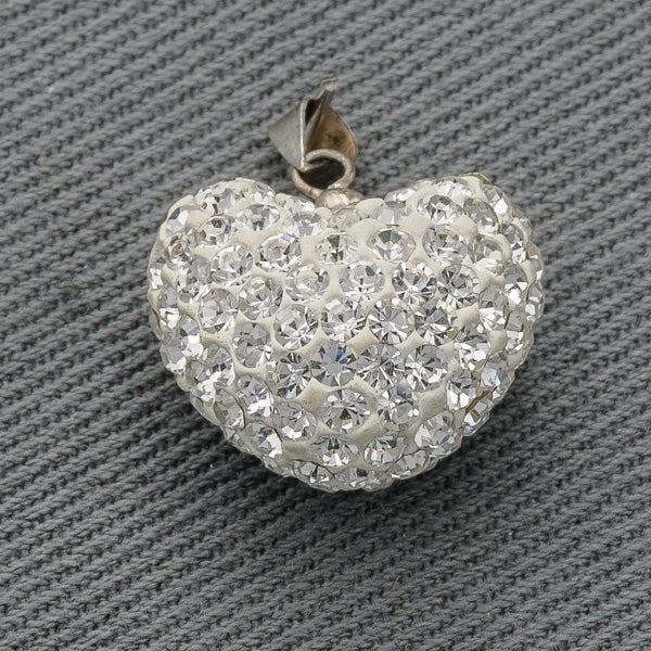 Sterling Silver Glitter Heart Pendant - Silvertree Jewelry #