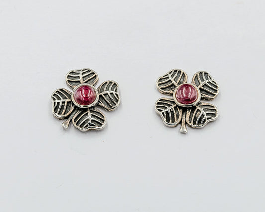 Silver stud with garnet earring - Silvertree Jewelry #